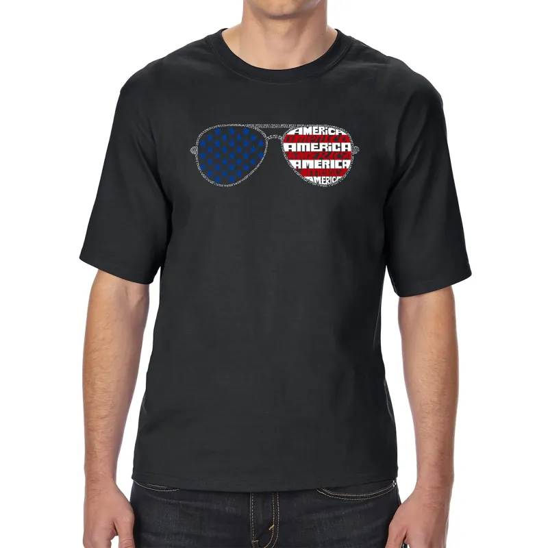 Americana Sunglasses - Men's Tall and Long Word Art T-Shirt sold by LA Pop Art