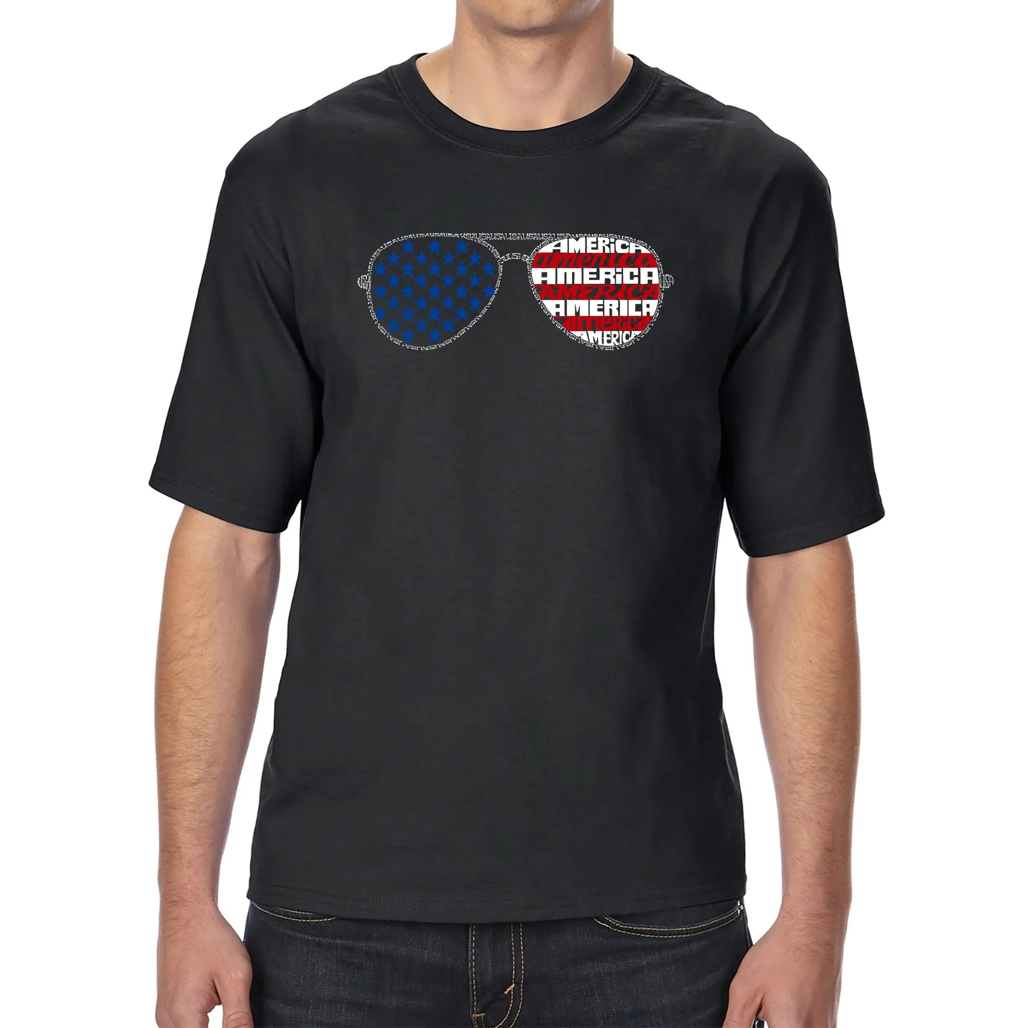 Americana Sunglasses - Men's Tall and Long Word Art T-Shirt sold by LA Pop Art