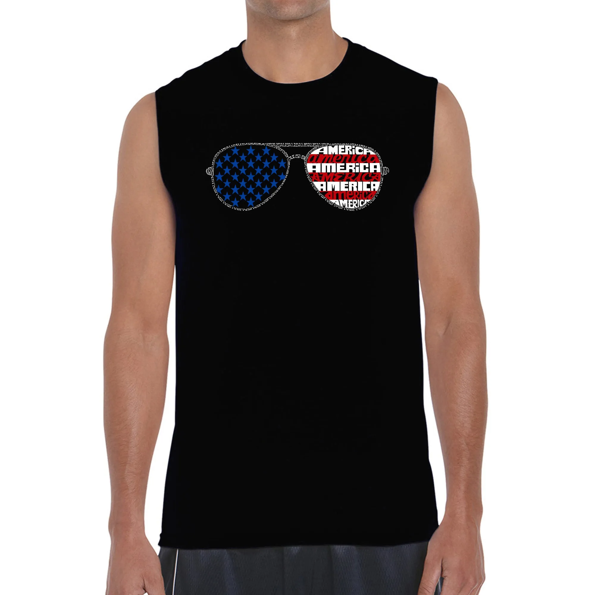 Americana Sunglasses - Men's Word Art Sleeveless T-Shirt sold by LA Pop Art