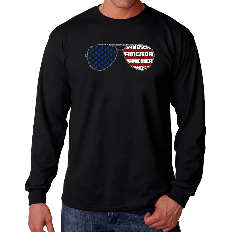 Americana Sunglasses - Men's Word Art Long Sleeve T-Shirt sold by LA Pop Art