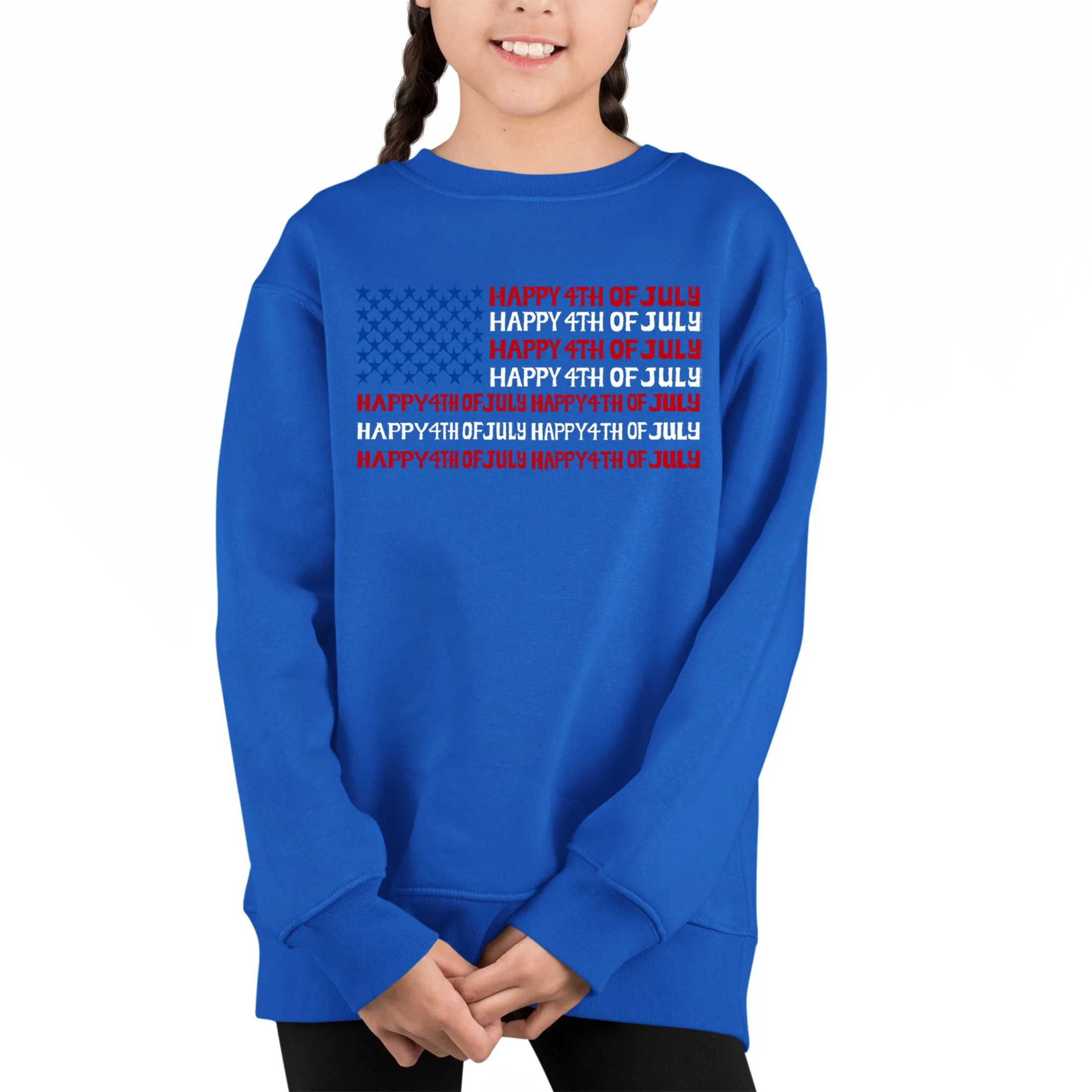 4th of July Flag - Girl's Word Art Crewneck Sweatshirt sold by LA Pop Art product image thumbnail 5