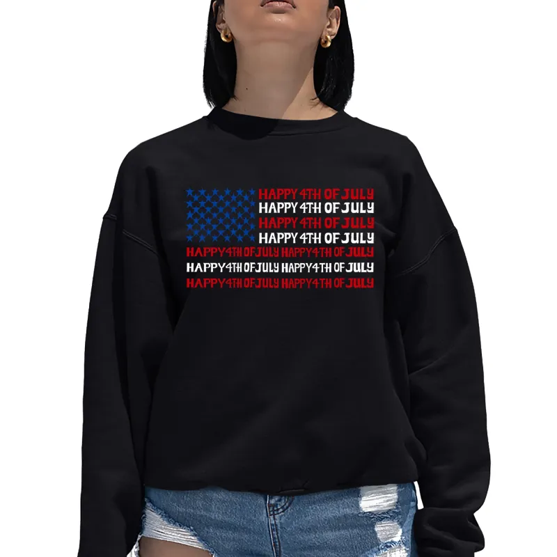 4th of July Flag - Women's Word Art Crewneck Sweatshirt sold by LA Pop Art