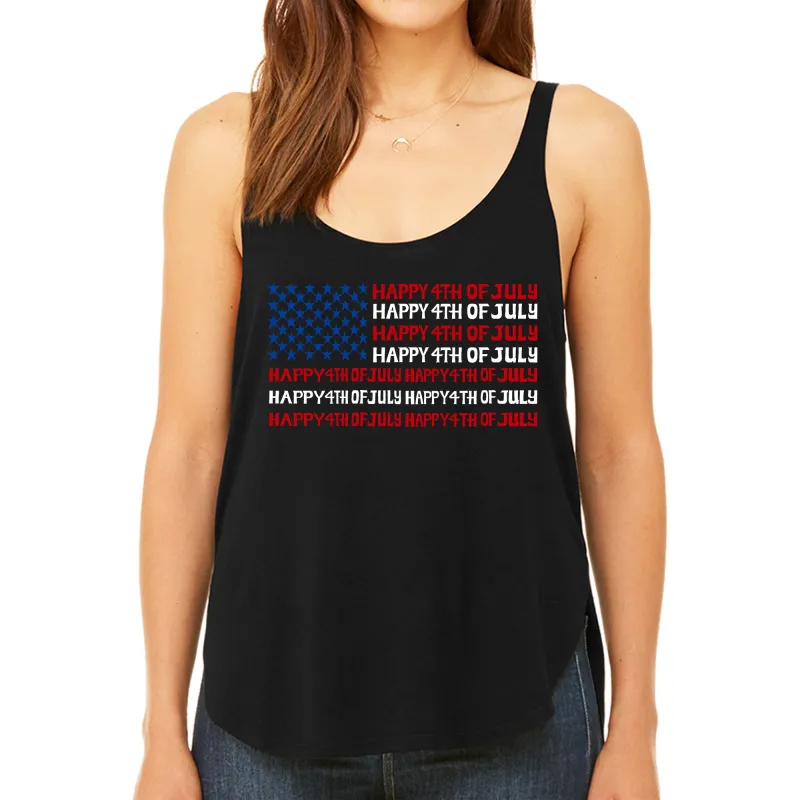 4th of July Flag - Women's Premium Word Art Flowy Tank Top sold by LA Pop Art