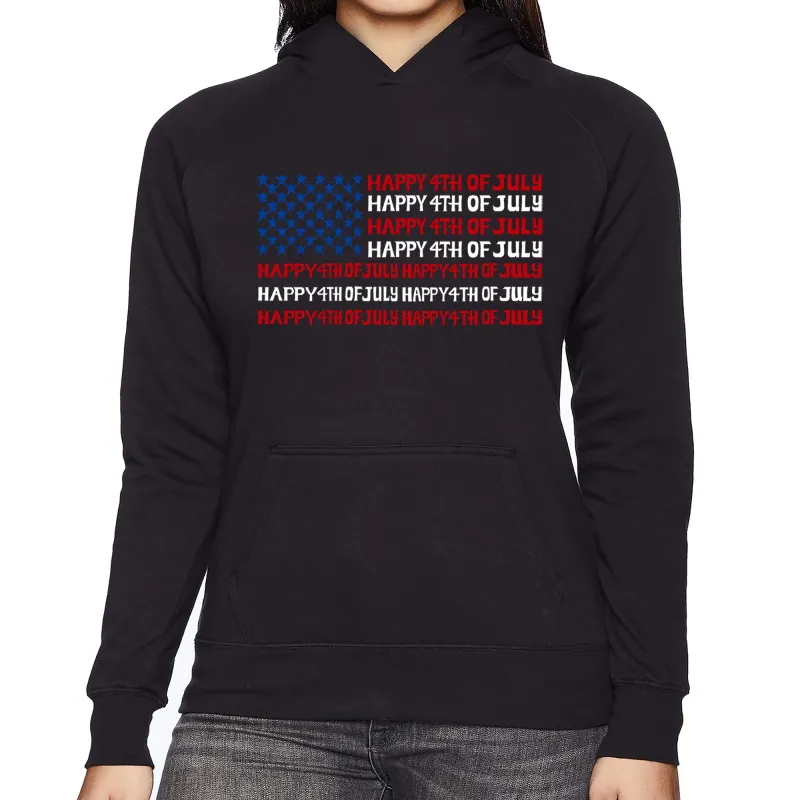 4th of July Flag - Women's Word Art Hooded Sweatshirt sold by LA Pop Art
