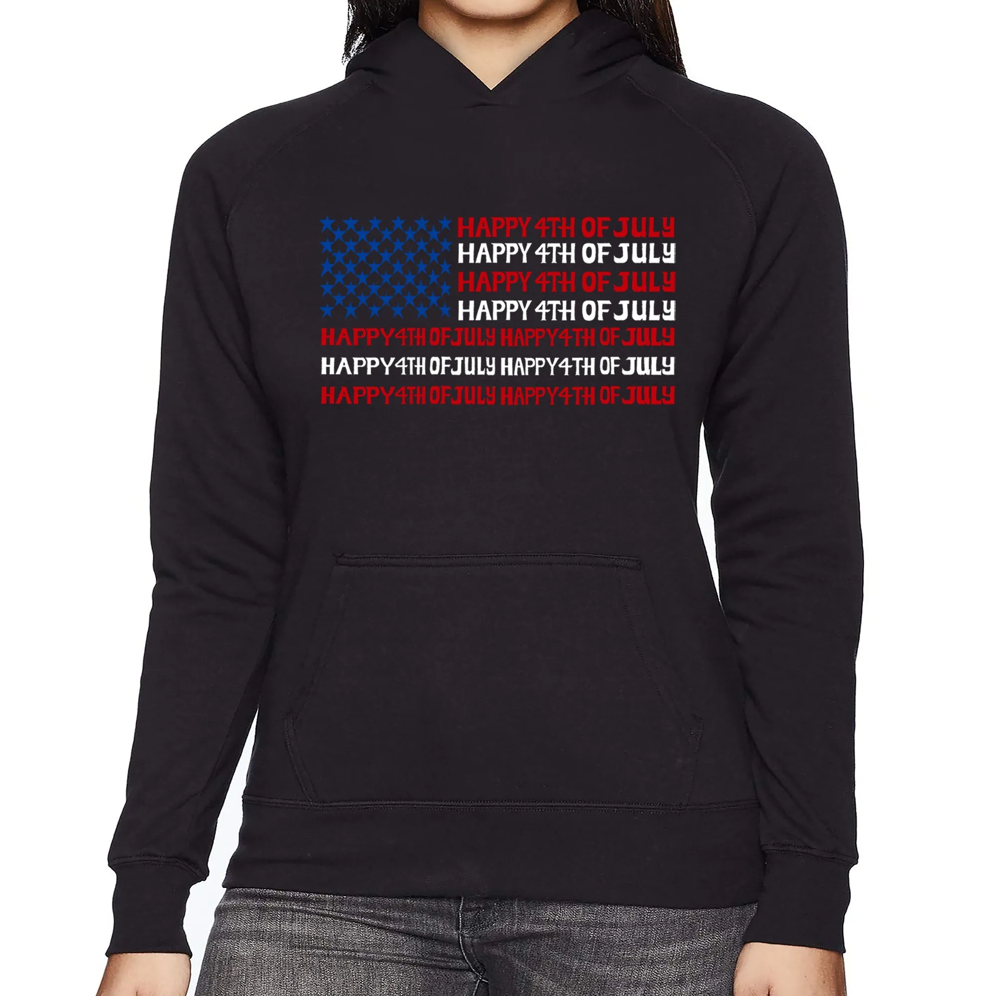 4th of July Flag - Women's Word Art Hooded Sweatshirt sold by LA Pop Art