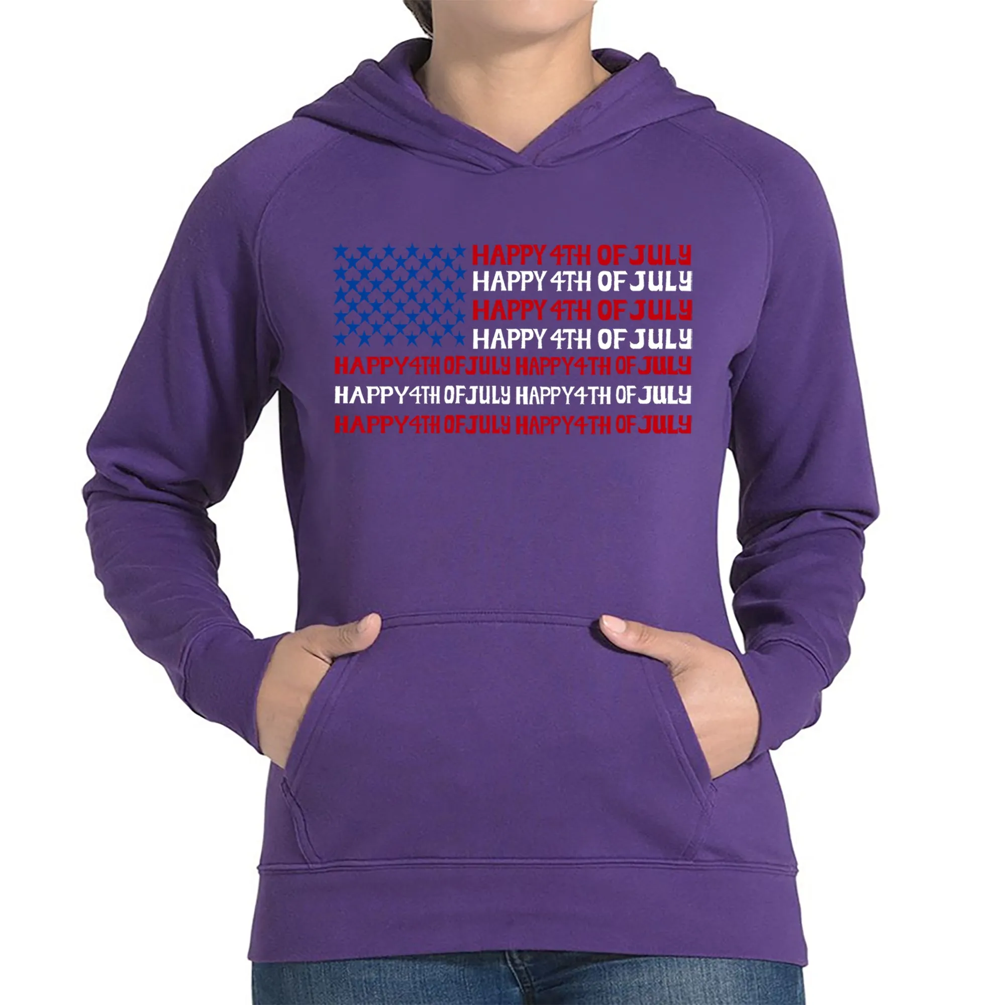 4th of July Flag - Women's Word Art Hooded Sweatshirt sold by LA Pop Art product image thumbnail 5