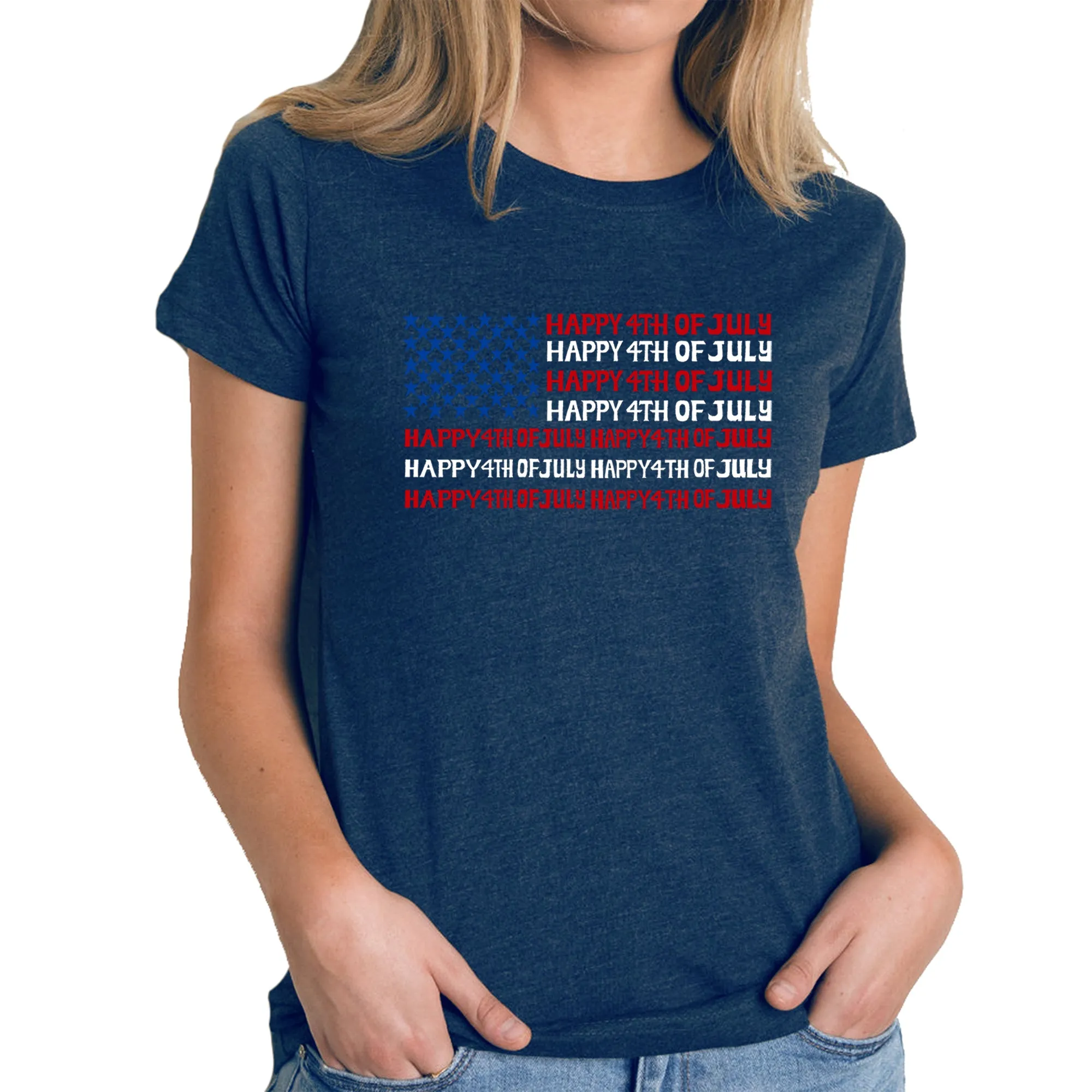 4th of July Flag - Women's Premium Blend Word Art T-Shirt sold by LA Pop Art product image thumbnail 5