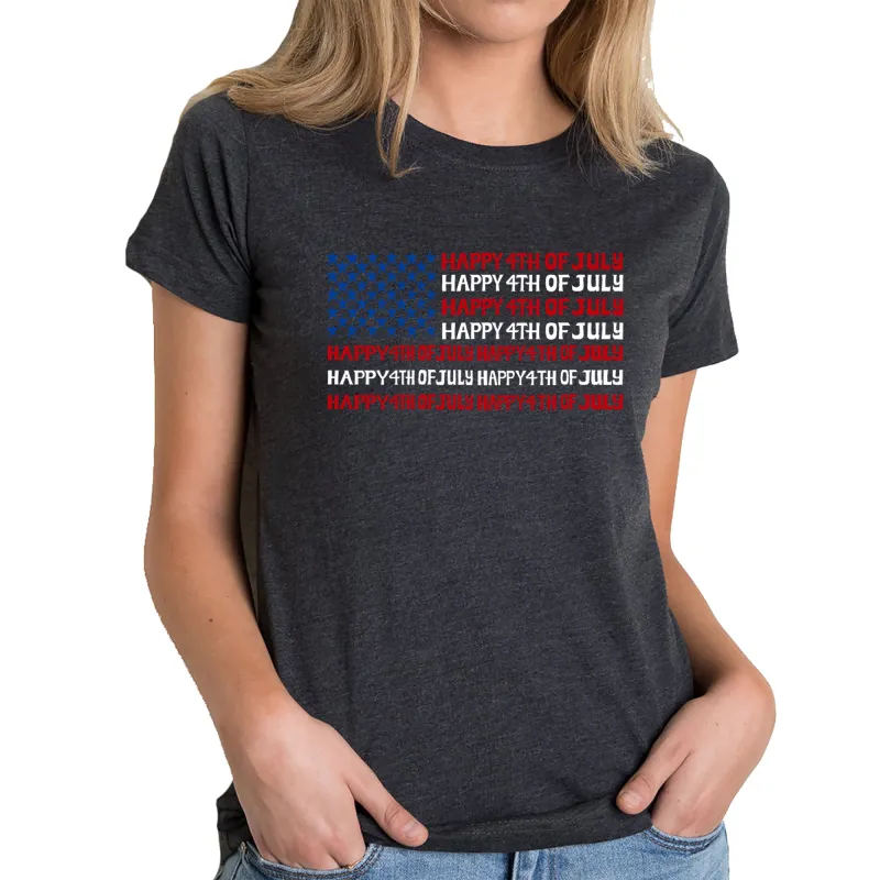 4th of July Flag - Women's Premium Blend Word Art T-Shirt sold by LA Pop Art