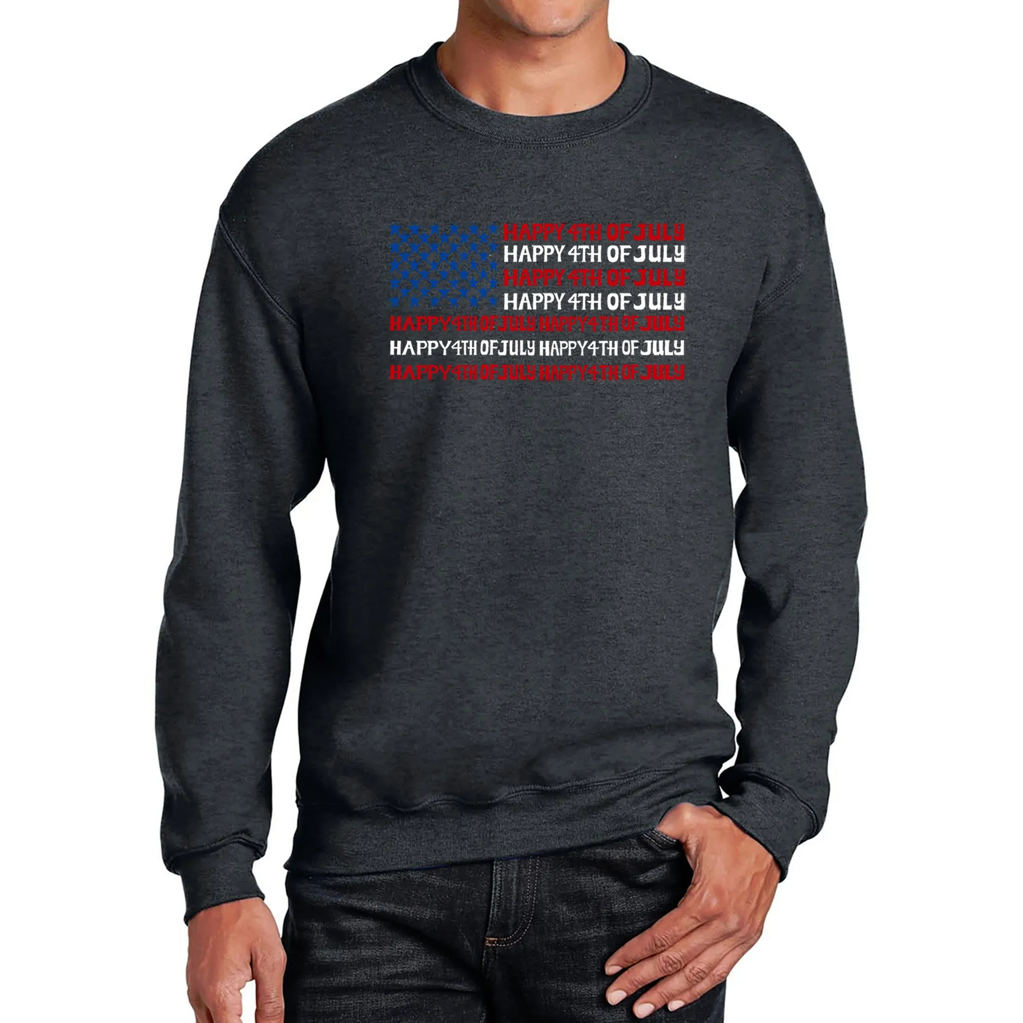 4th of July Flag - Men's Word Art Crewneck Sweatshirt sold by LA Pop Art product image thumbnail 5