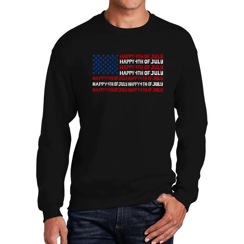 4th of July Flag - Men's Word Art Crewneck Sweatshirt sold by LA Pop Art