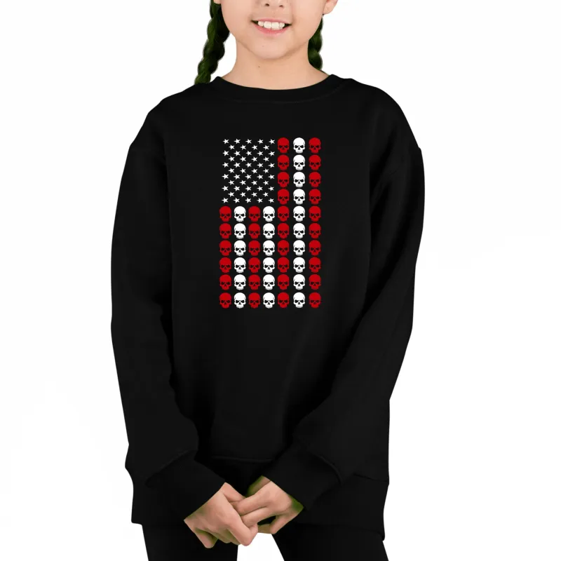 Skull Flag - Girl's Word Art Crewneck Sweatshirt sold by LA Pop Art