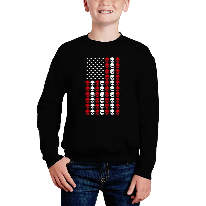 Skull Flag - Boy's Word Art Crewneck Sweatshirt sold by LA Pop Art