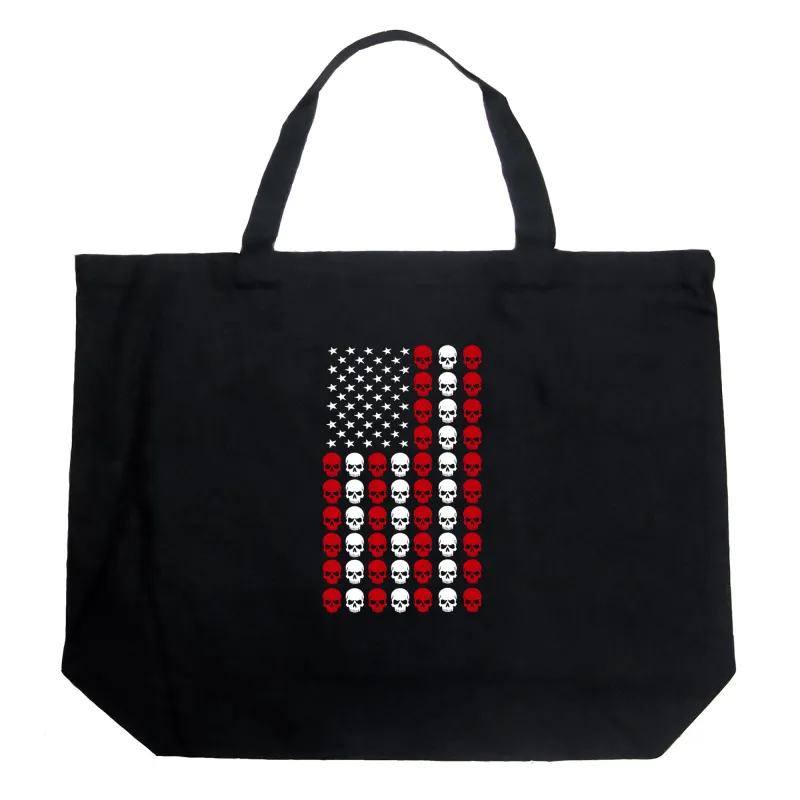 Skull Flag - Large Word Art Tote Bag sold by LA Pop Art