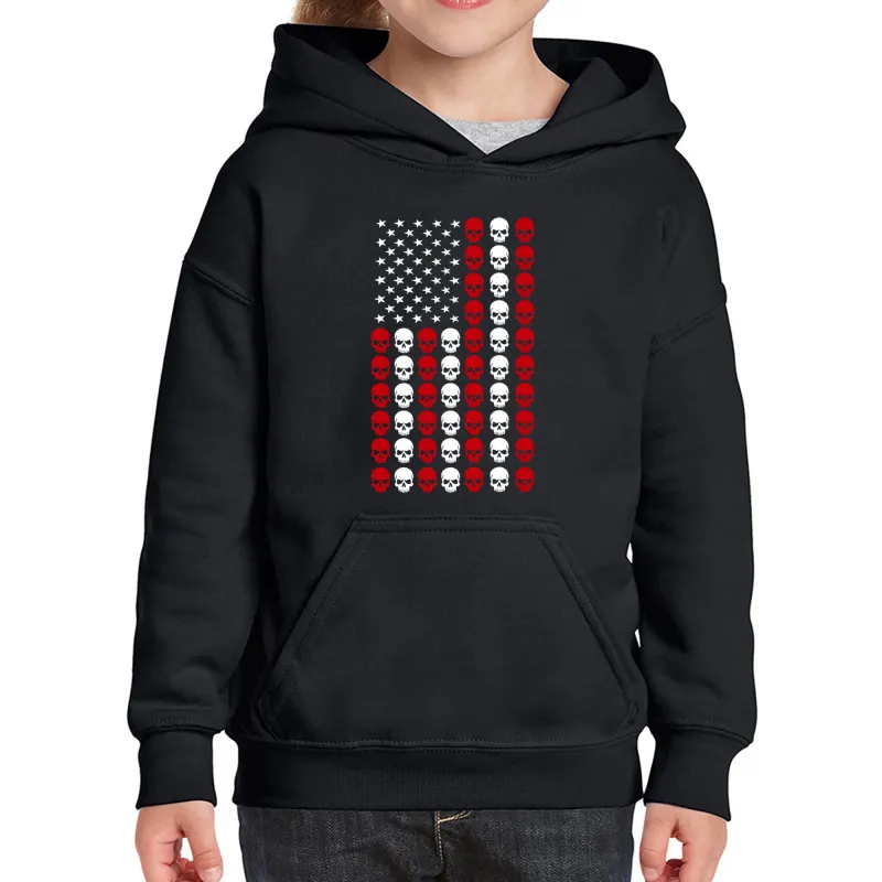 Skull Flag - Girl's Word Art Hooded Sweatshirt sold by LA Pop Art