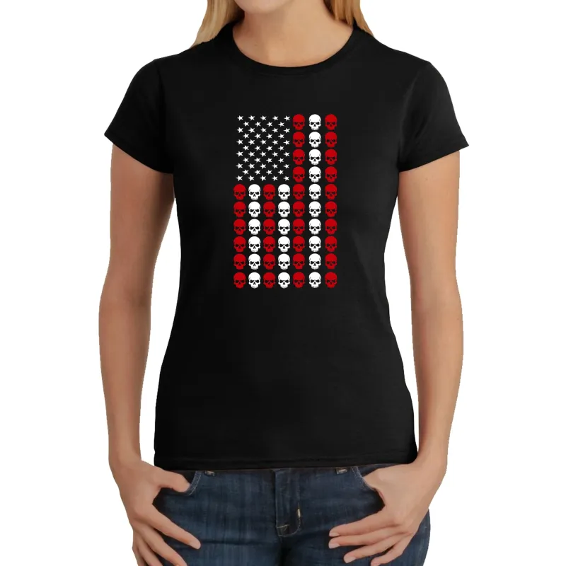Skull Flag - Women's Word Art T-Shirt sold by LA Pop Art