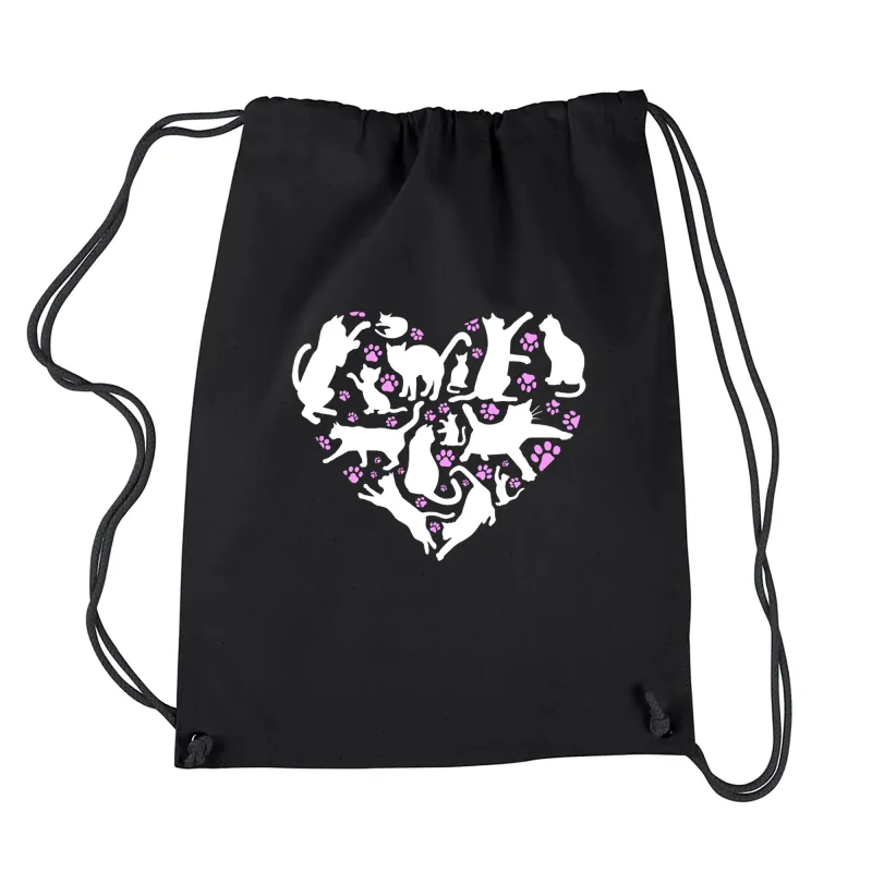Cat Heart - Drawstring Backpack sold by LA Pop Art
