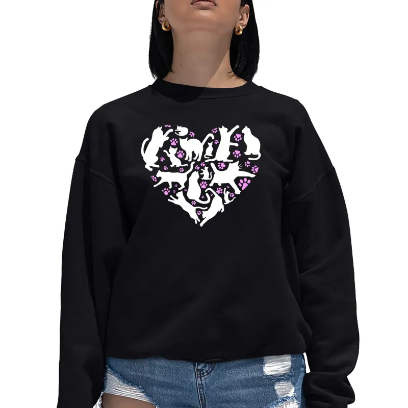 Cat Heart - Women's Word Art Crewneck Sweatshirt sold by LA Pop Art