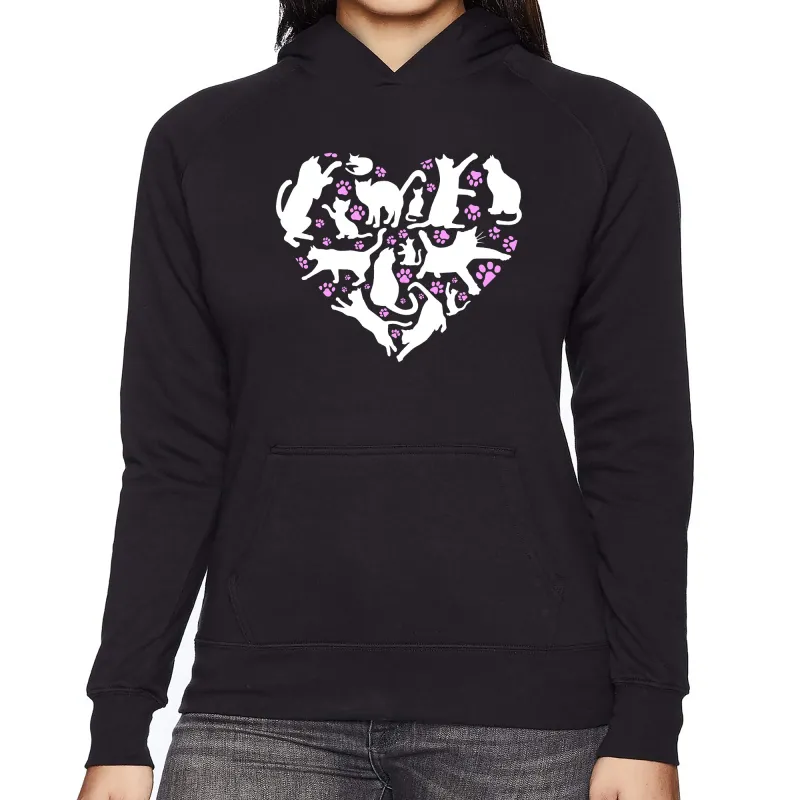 Cat Heart - Women's Word Art Hooded Sweatshirt sold by LA Pop Art