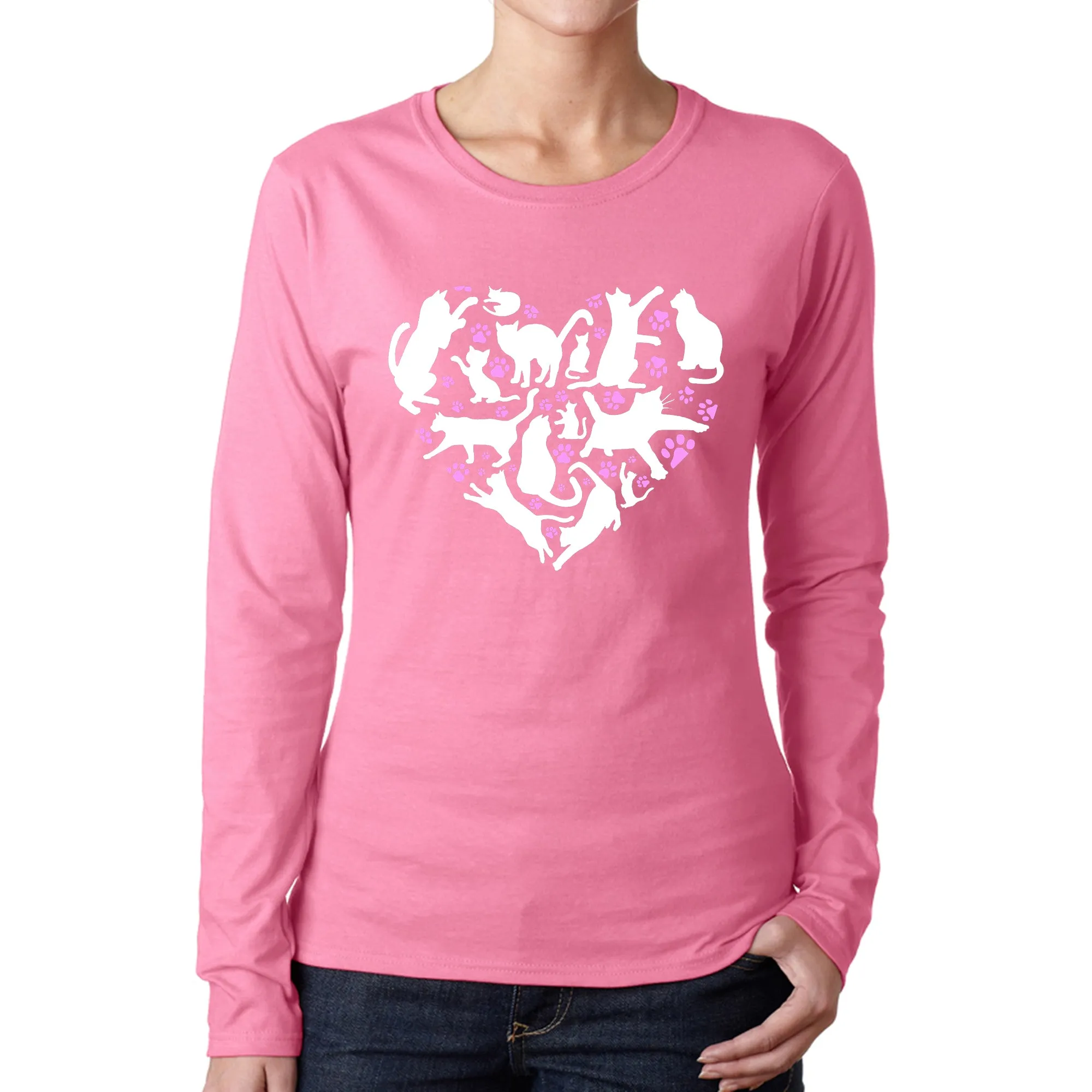 Cat Heart - Women's Word Art Long Sleeve T-Shirt sold by LA Pop Art product image thumbnail 5