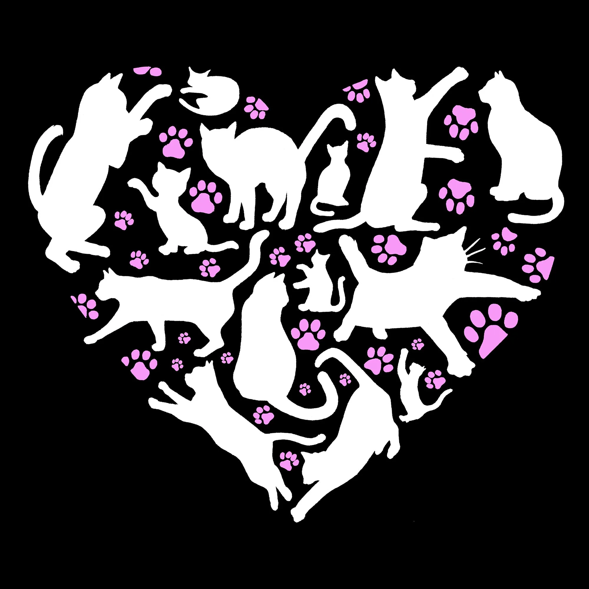 Cat Heart - Women's Word Art Long Sleeve T-Shirt sold by LA Pop Art product image thumbnail 2