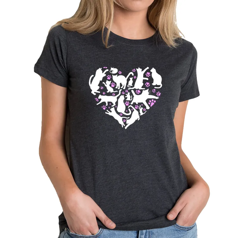 Cat Heart - Women's Premium Blend Word Art T-Shirt sold by LA Pop Art