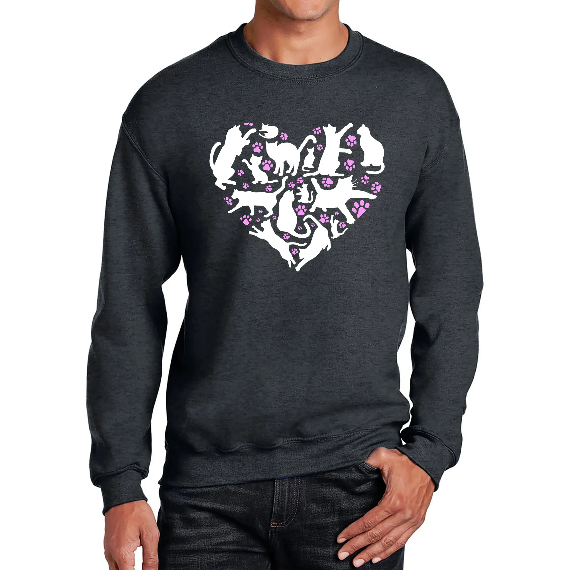 Cat Heart - Men's Word Art Crewneck Sweatshirt sold by LA Pop Art product image thumbnail 5