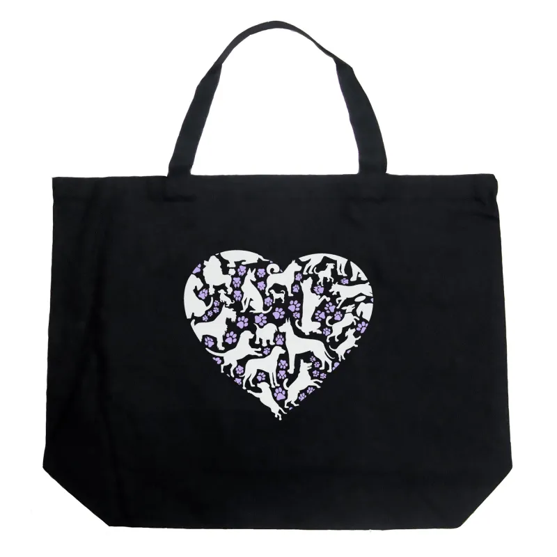 Dog Heart - Large Word Art Tote Bag sold by LA Pop Art