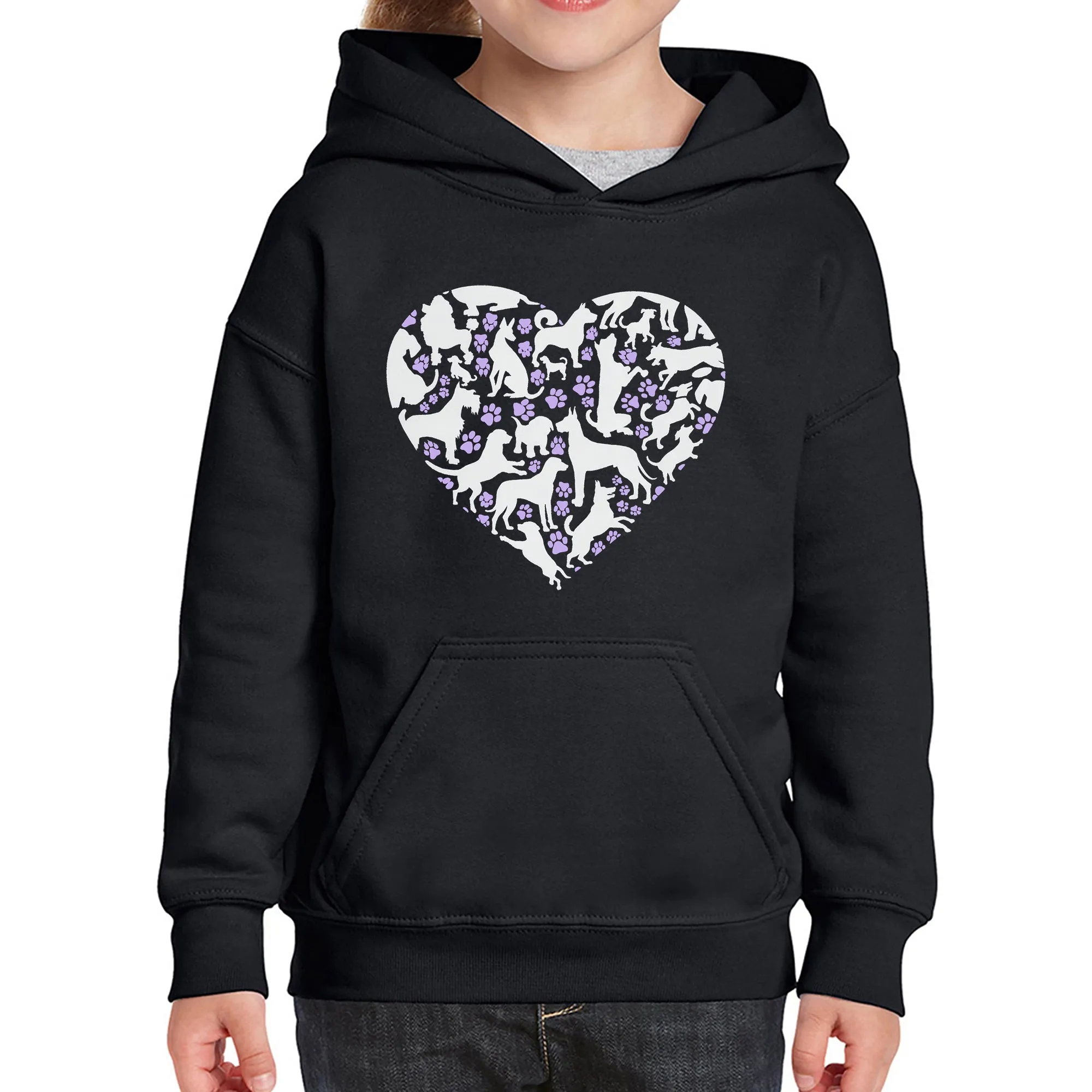 Dog Heart - Girl's Word Art Hooded Sweatshirt sold by LA Pop Art