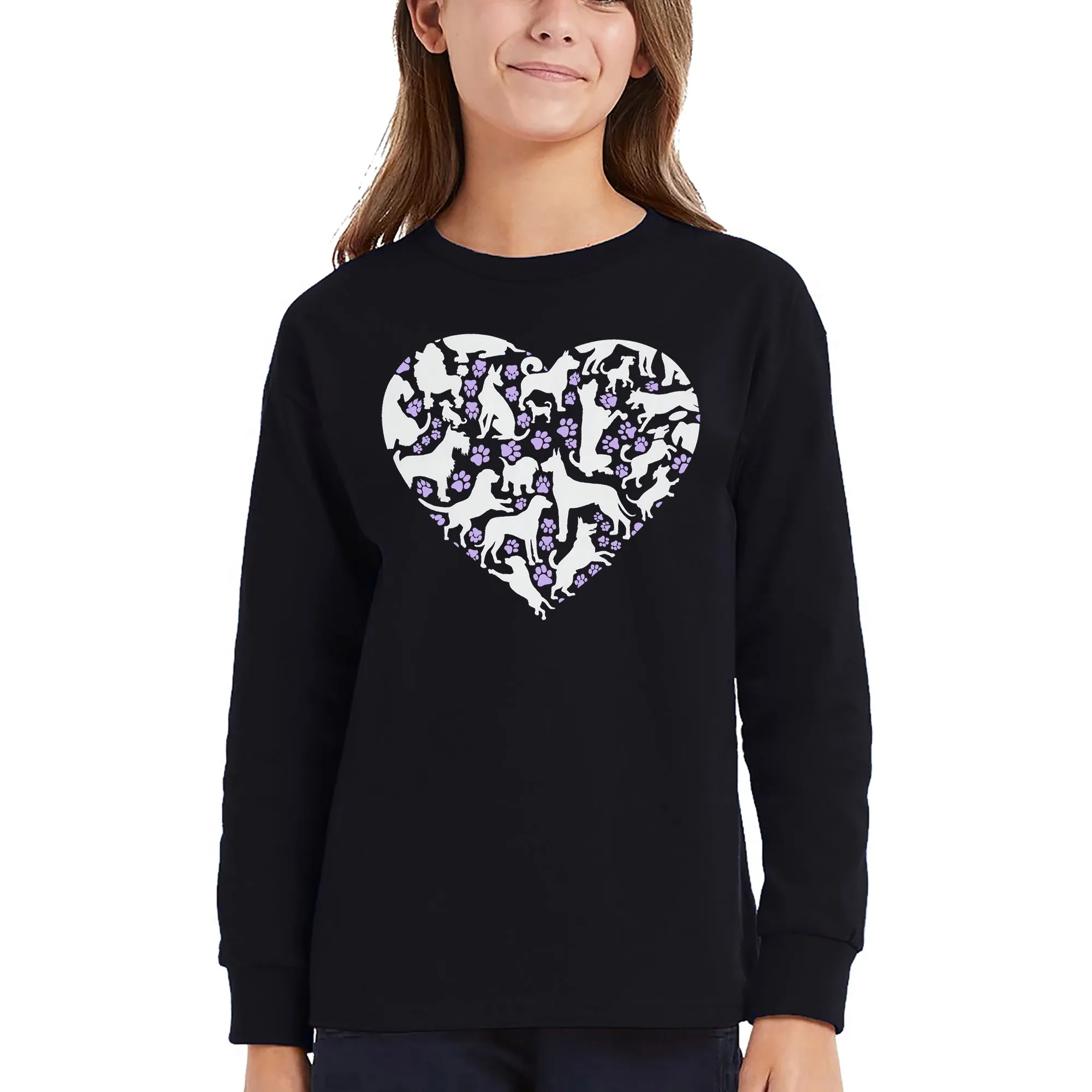 Dog Heart - Girl's Word Art Long Sleeve T-Shirt sold by LA Pop Art