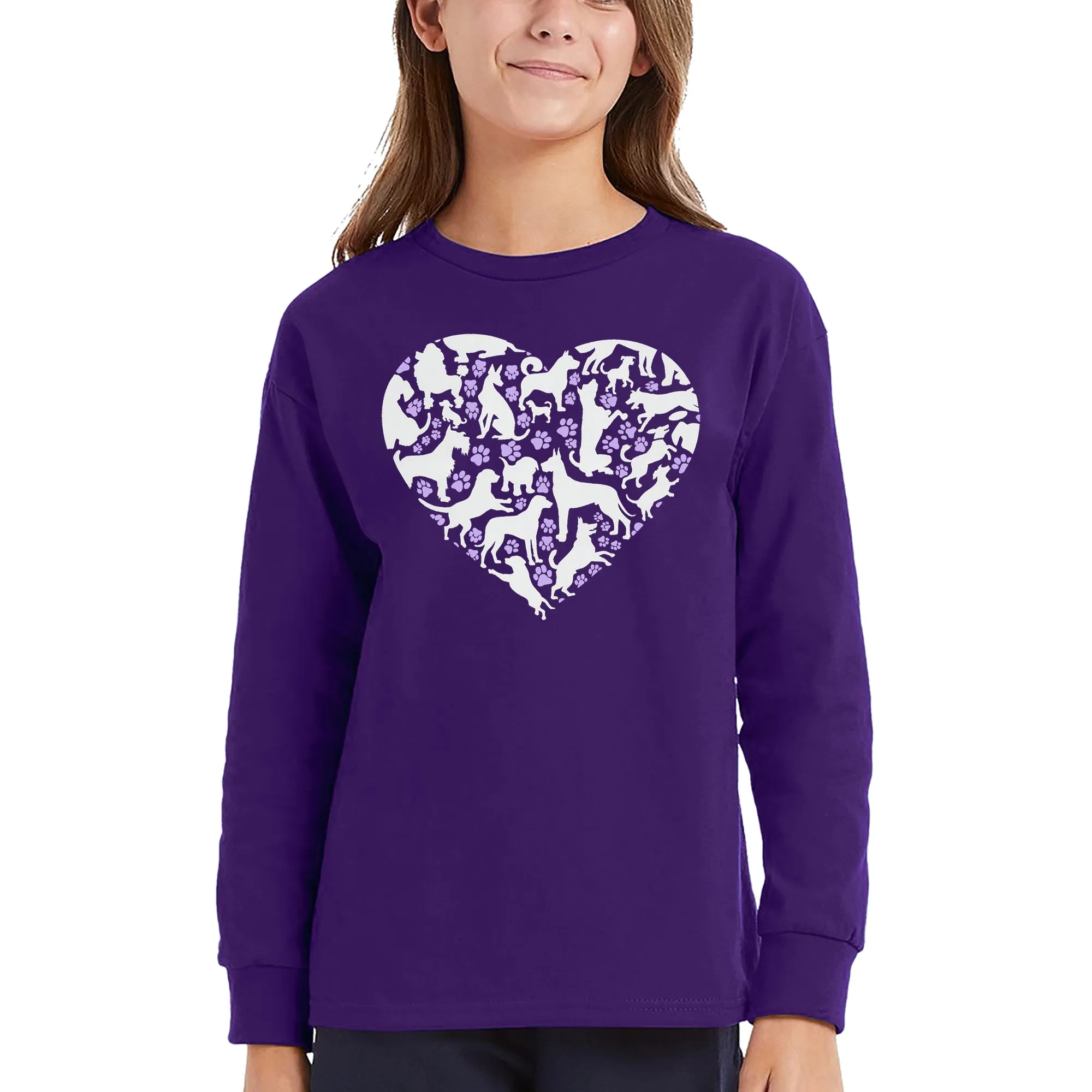 Dog Heart - Girl's Word Art Long Sleeve T-Shirt sold by LA Pop Art product image thumbnail 5