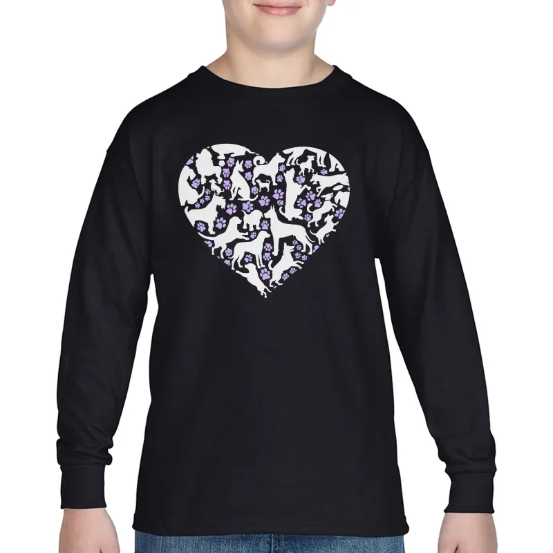 Dog Heart - Boy's Word Art Long Sleeve T-Shirt sold by LA Pop Art