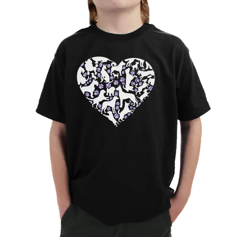 Dog Heart - Boy's Word Art T-Shirt sold by LA Pop Art