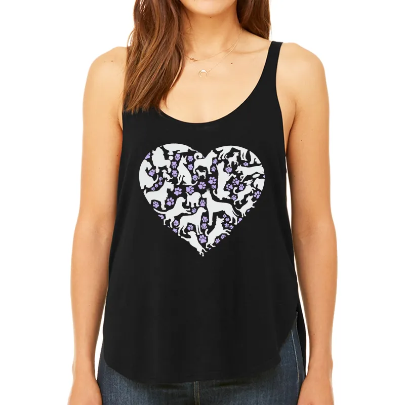 Dog Heart - Women's Premium Word Art Flowy Tank Top sold by LA Pop Art
