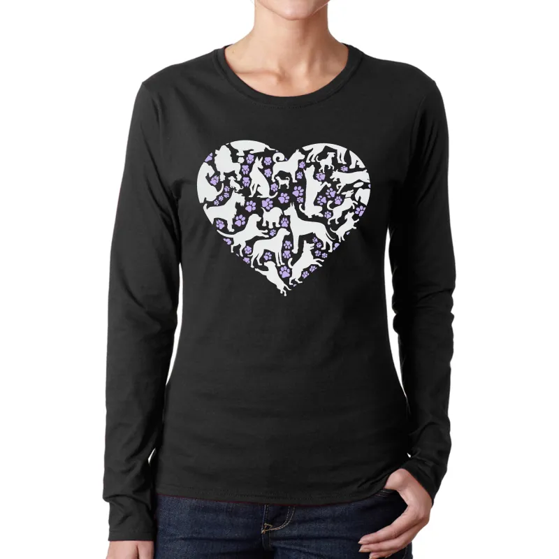 Dog Heart - Women's Word Art Long Sleeve T-Shirt sold by LA Pop Art