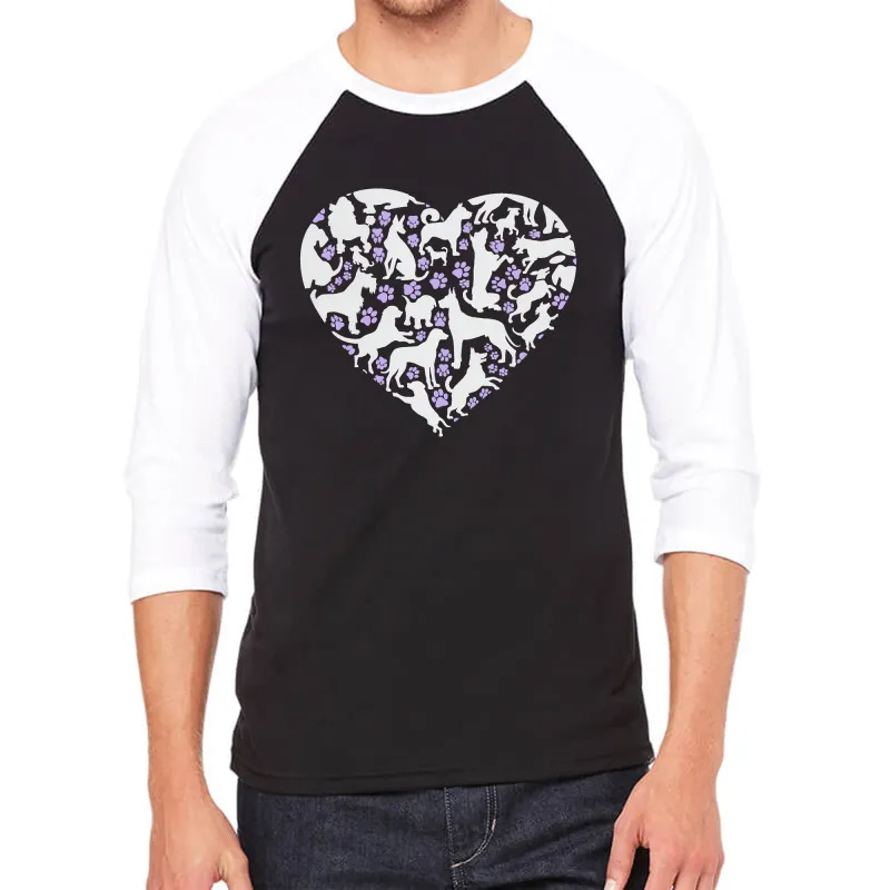 Dog Heart - Men's Raglan Baseball Word Art T-Shirt sold by LA Pop Art