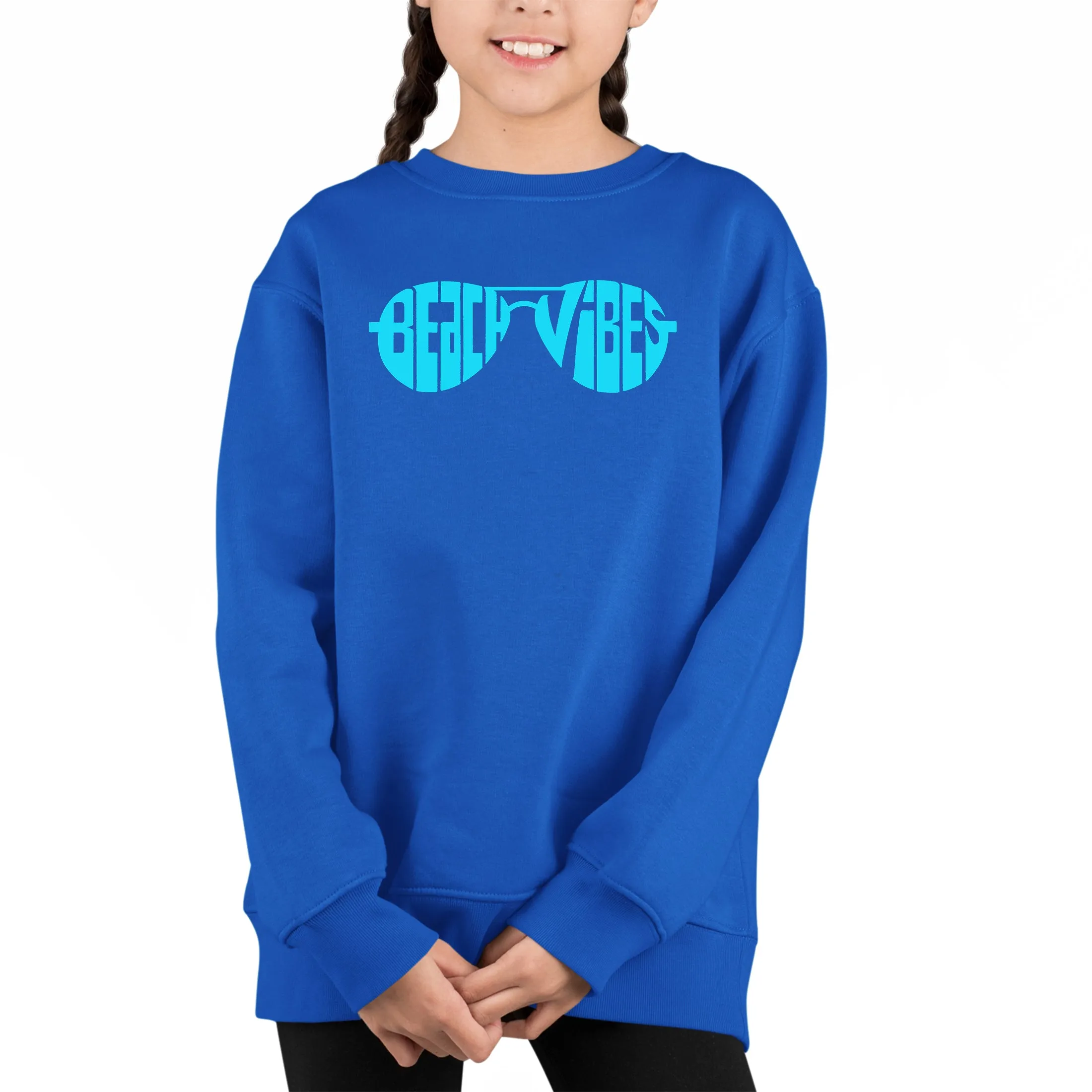 Beach Vibes - Girl's Word Art Crewneck Sweatshirt sold by LA Pop Art product image thumbnail 5