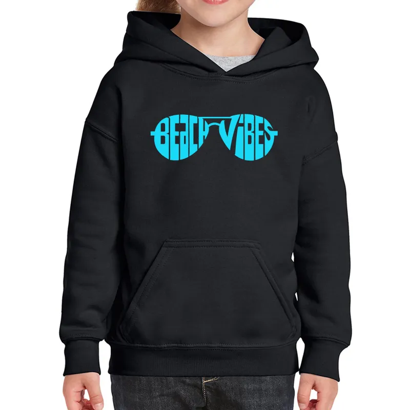 Beach Vibes - Girl's Word Art Hooded Sweatshirt sold by LA Pop Art