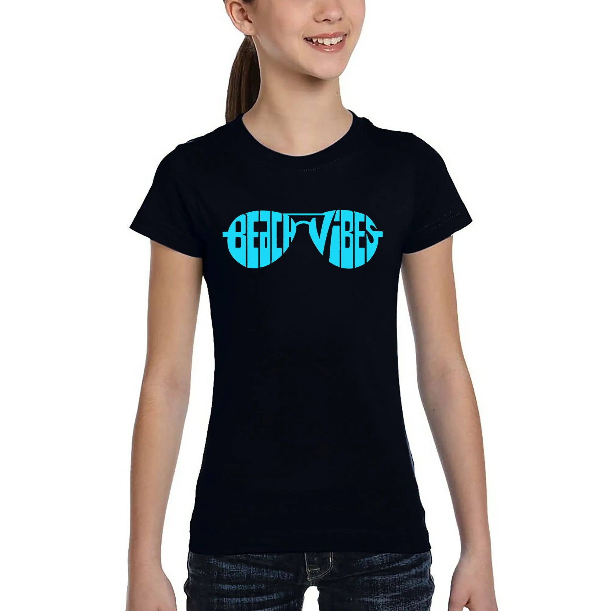Beach Vibes - Girl's Word Art T-Shirt sold by LA Pop Art