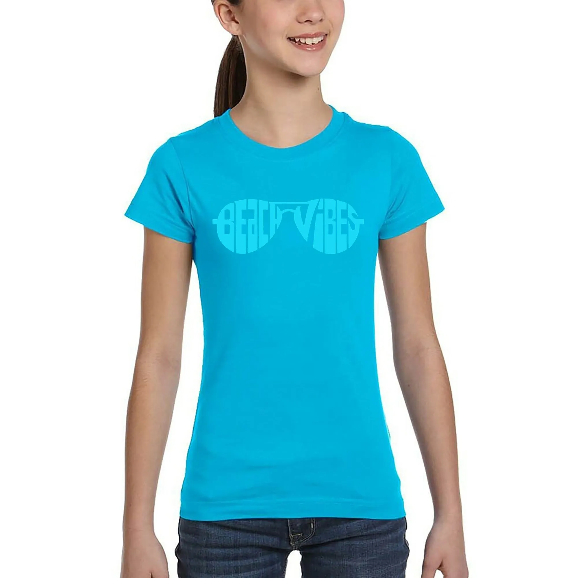 Beach Vibes - Girl's Word Art T-Shirt sold by LA Pop Art product image thumbnail 5