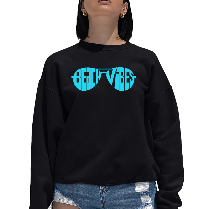 Beach Vibes - Women's Word Art Crewneck Sweatshirt sold by LA Pop Art