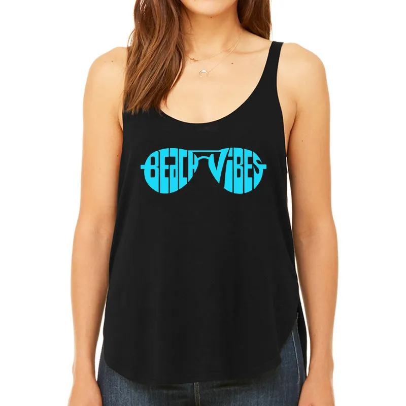 Beach Vibes - Women's Premium Word Art Flowy Tank Top sold by LA Pop Art