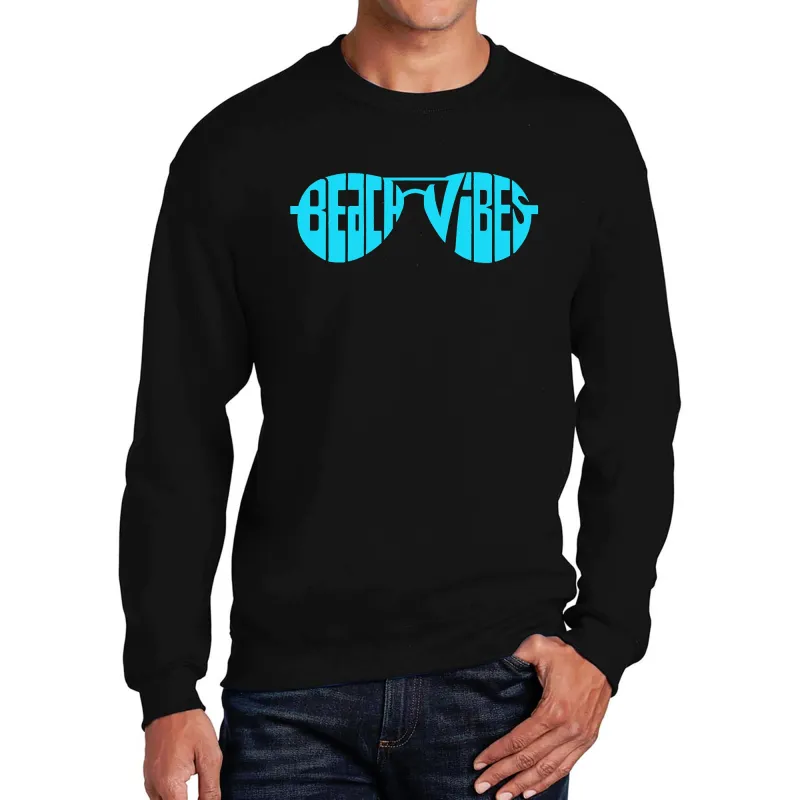 Beach Vibes - Men's Word Art Crewneck Sweatshirt sold by LA Pop Art