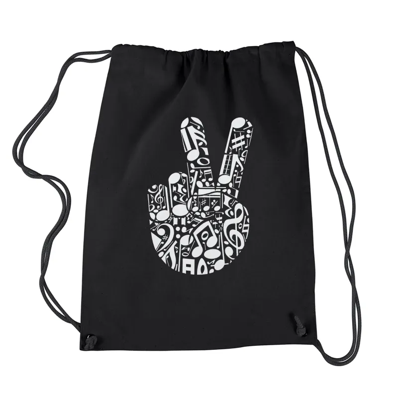 Peace Finger Notes - Drawstring Backpack sold by LA Pop Art