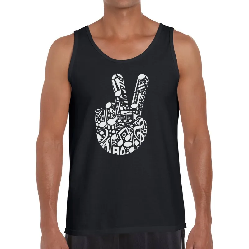 Peace Finger Notes - Men's Word Art Tank Top sold by LA Pop Art