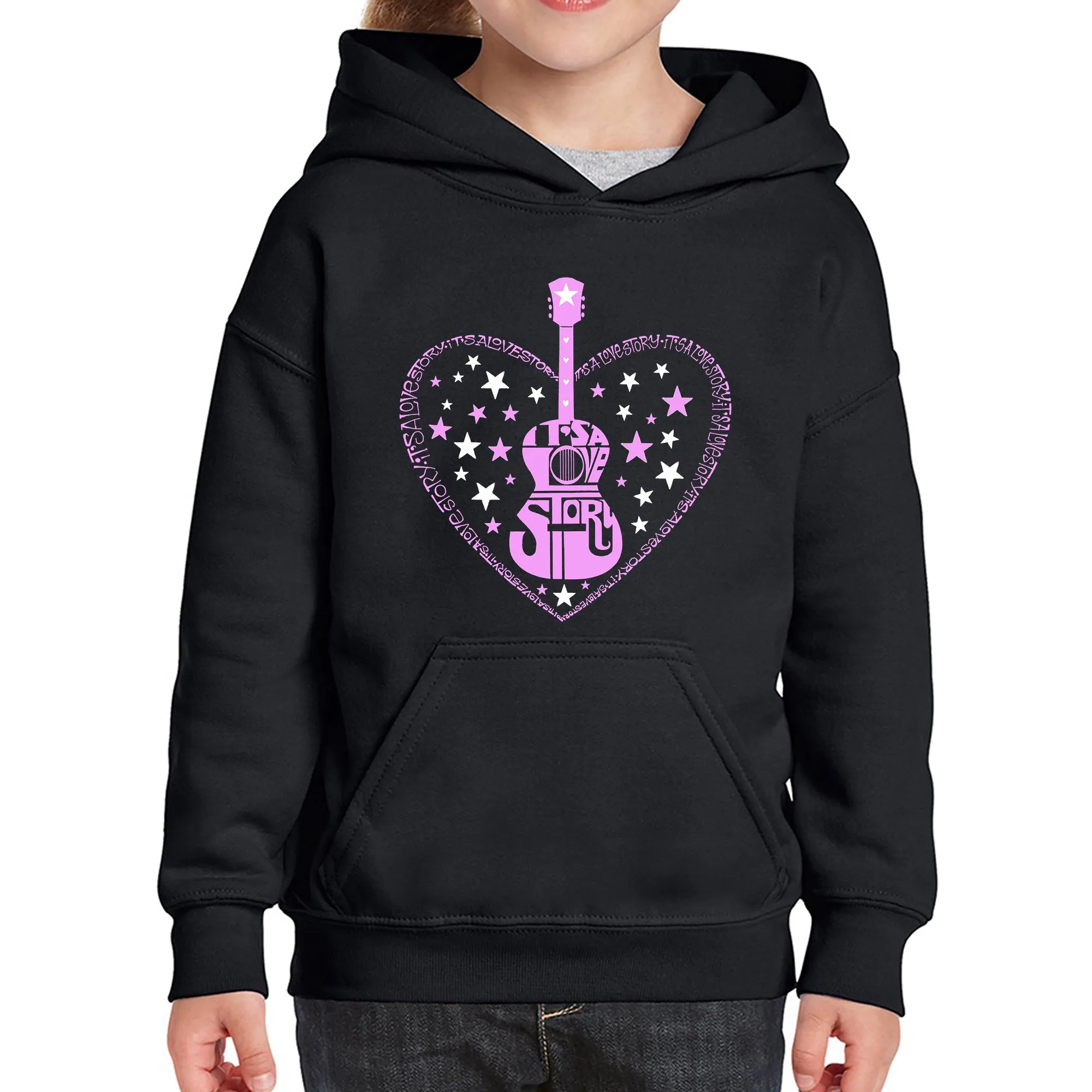 It's A Love Story - Girl's Word Art Hooded Sweatshirt sold by LA Pop Art