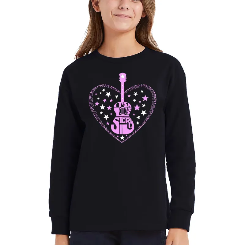 It's A Love Story - Girl's Word Art Long Sleeve T-Shirt sold by LA Pop Art