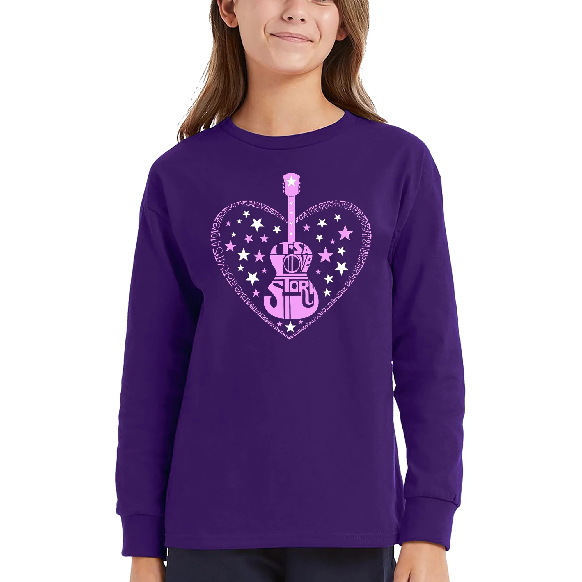 It's A Love Story - Girl's Word Art Long Sleeve T-Shirt sold by LA Pop Art product image thumbnail 5