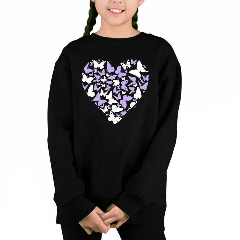 Butterfly Heart - Girl's Word Art Crewneck Sweatshirt sold by LA Pop Art