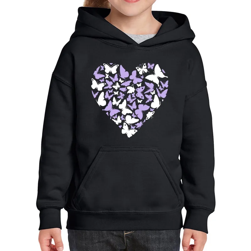 Butterfly Heart - Girl's Word Art Hooded Sweatshirt sold by LA Pop Art
