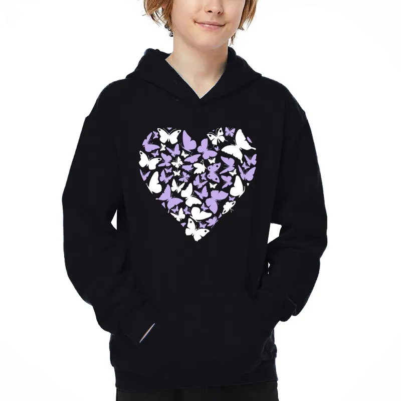 Butterfly Heart - Boy's Word Art Hooded Sweatshirt sold by LA Pop Art